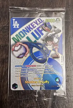 2025 ONE PIECE PROMO MONKEY D. LUFFY DODGERS X ONE PIECE CARD MINT SEALED *RARE* - Image 1