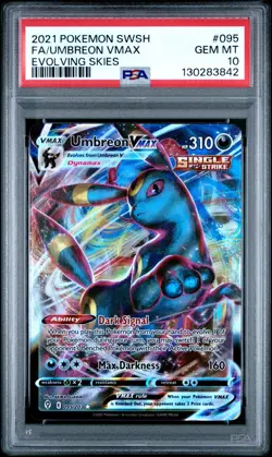 Umbreon VMAX PSA 10 English Pokemon Card 095/203 Evolving Skies 2021 Full Art - Image 1