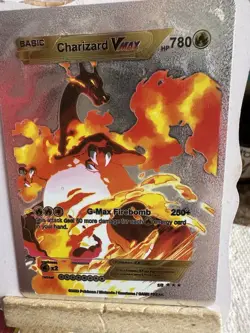 Charizard Vmax Silver Foil Pokemon Card 🔥Fan Art 🔥Card N/M - Image 1