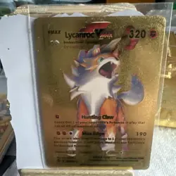 Lycanroc VMAX Gold Foil Pokemon Card Fan Art Display Card HP320 - Image 1