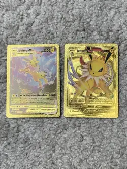 Set of 2 Jolteon VMax Gold Accent+Jolteon VMax HP300 Gold Foil Fan Art Cards - Image 1