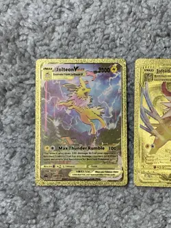 Set of 2 Jolteon VMax Gold Accent+Jolteon VMax HP300 Gold Foil Fan Art Cards - Image 2