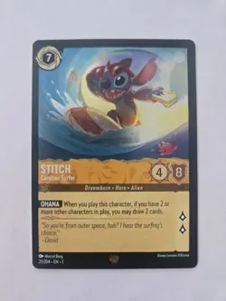 Disney Lorcana Stitch - Carefree Surfer Character Card 21/204 Lilo & Stitch - Image 1