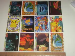 12 Topps 1999 Pokemon trading cards. 1 chrome, # 25 Pikachu, 1 die cut - Image 1