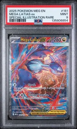 Mega Latias ex SIR 181/132 Pokemon Card Mega Evolutions PSA 9 - Image 1