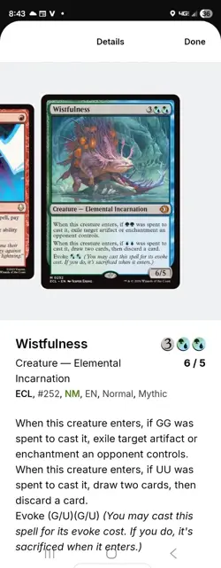 Magic: The Gathering Wistfulness ECL #252 Mythic Creature Green/Blue Card - Image 3