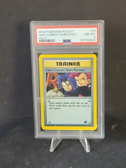 15/82 Here Comes Team Rocket! Trainer Pokemon TCG Card PSA 8 - Image 1