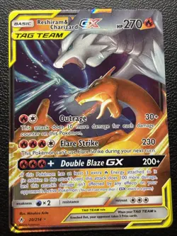 Pokemon Card Reshiram & Charizard GX Tag Team Unbroken Bonds Holo 20/214 - LP - Image 1