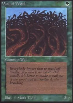 MTG Wall of Wood, Heavy Play, English Beta - Image 1