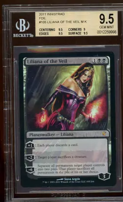 Liliana of the Veil foil - Innistrad, BGS 9.5 GEM MINT. MTG (pop 1 of 26) - Image 1