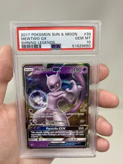 2017 Pokemon Game Sun & Moon Mewtwo GX Shining Legends #39 PSA 10 M851 - Image 1