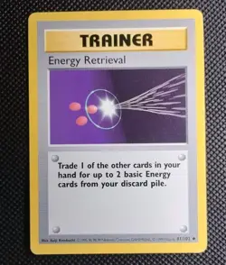 Energy Retrieval Shadowless 81/102 Trainer Base Set Pokemon Card Played - Image 1