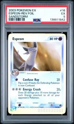 2003 POKEMON EX SANDSTORM #16 ESPEON-REVERSE FOIL PSA 5 - Image 1