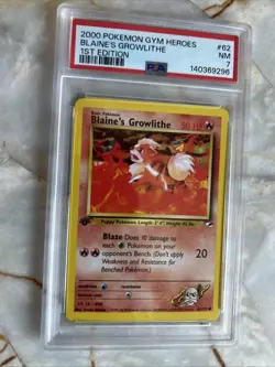 2000 Pokemon Gym Heroes Blaine’s Growlithe 1st Edition No.62 PSA 7 - Image 1