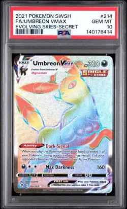 2021 POKEMON SWORD & SHIELD EVOLVING SKIES SECRET FULL ART/UMBREON VMAX PSA 10 - Image 1