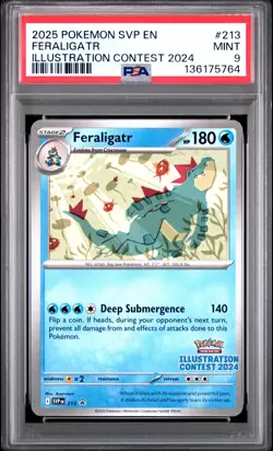 2025 POKEMON SVP EN-SV ILLUSTRATION CONTEST PROMO #213 FERALIGATR PSA 9 - Image 1