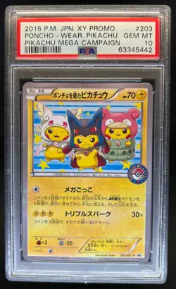 2013-2017 Pokemon XY Promos JP - XY-P Poncho-wearing Pikachu #203/XY-P PSA 10 - Image 1