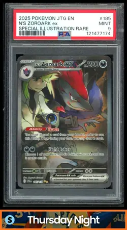 2025 POKEMON JOURNEY TOGETHER #185/159 N'S ZOROARK EX SPECIAL ILLUSTRATION PSA 9 - Image 1