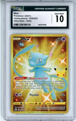 CGC GEM MINT 10 Pokemon TCG Mew (Secret) 025/025 Celebrations Holo Ultra Rare - Image 1
