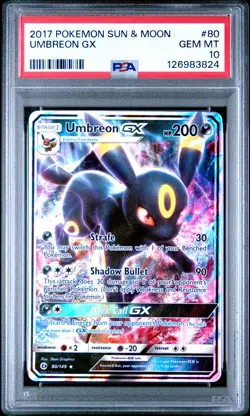 2017 POKEMON SUN & MOON #80 UMBREON GX PSA 10 - Image 1
