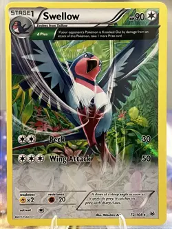 Swellow (72 Delta) 72/108 Pokemon XY Roaring Skies Holo Rare NM - Image 1