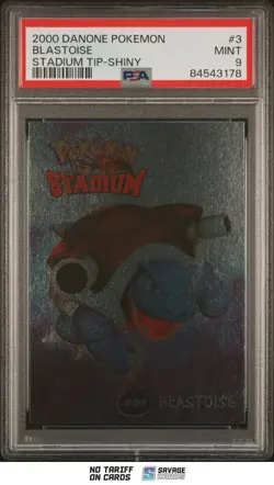 2000 Danone Pokemon Stadium Tip Shiny BLASTOISE PSA 9 #3/8 - Image 1