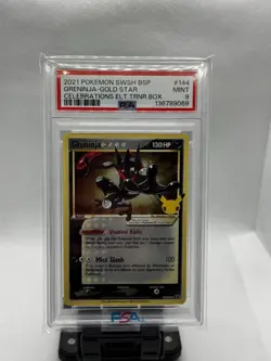 2021 Pokemon Black Star Promo SWSH144 Greninja Gold Star Celebrations PSA 9 - Image 1