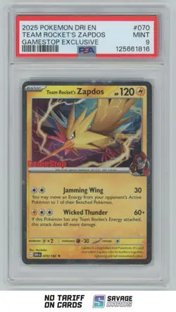 2025 Pokemon S&V - Destined Rivals GameStop Exclusive Team Rocket's Zapdos PSA 9 - Image 1
