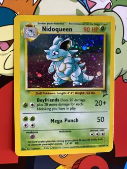 Pokemon TCG Nidoqueen Base Set 2 Holo Unlimited 12/130 NM Vintage WOTC Swirl - Image 1