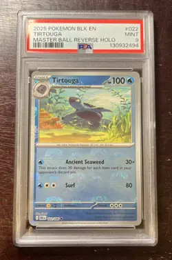 2025 POKEMON BLK EN-BLACK BOLT MASTER BALL REVERSE HOLO #022 TIRTOUGA PSA 9 - Image 1