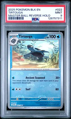 2025 POKEMON BLK EN-BLACK BOLT MASTER BALL REVERSE HOLO #022 TIRTOUGA PSA 9 - Image 1