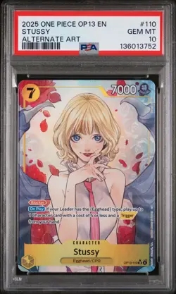 2025 ONE PIECE OP13-CARRYING ON HIS WILL ALTERNATE ART #110 STUSSY PSA 10 - Image 1
