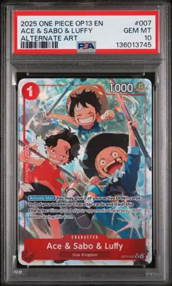 2025 ONE PIECE OP13-CARRYING ON HIS WILL ALTERNATE ART ACE & SABO & LUFFY PSA 10 - Image 1