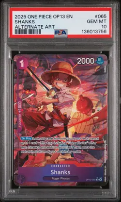 2025 ONE PIECE OP13-CARRYING ON HIS WILL ALTERNATE ART #065 SHANKS PSA 10 - Image 1