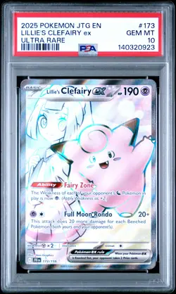 2025 POKEMON JTG EN-JOURNEY TOGETHER ULTRA RARE #173 LILLIE'S CLEFAIRY EX PSA 10 - Image 1