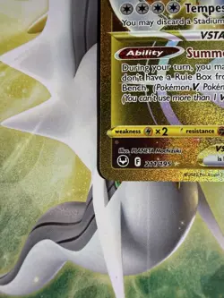 Pokemon TCG SWSH Silver Tempest Lugia VSTAR Card 211/195 Gold Secret Rare - Image 3