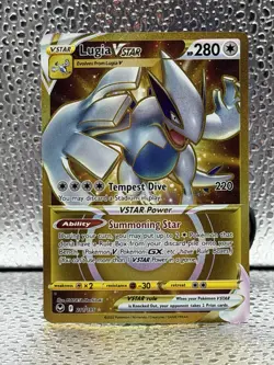 Pokemon TCG SWSH Silver Tempest Lugia VSTAR Card 211/195 Gold Secret Rare - Image 1
