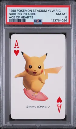 1998 POKEMON STADIUM YELLOW VERSION PLAYING CARDS SURFING PIKACHU PSA 8 - Image 1