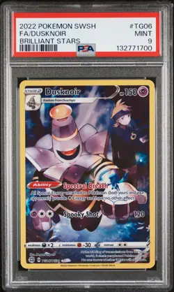 2022 POKEMON SWORD & SHIELD BRILLIANT STARS #TG06 FULL ART/DUSKNOIR PSA 9 - Image 1