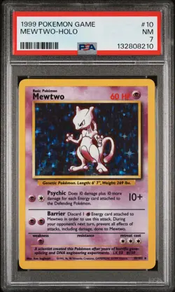 1999 POKEMON BASE SET UNLIMITED #10 MEWTWO-HOLO PSA 7 - Image 1