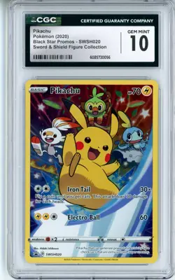 CGC GEM MINT 10 Pokemon TCG Pikachu SWSH020 Sword & Shield Black Star Promo Holo - Image 1