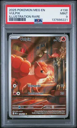 2025 POKEMON MEG EN-MEGA EVOLUTION ILLUSTRATION RARE #138 VULPIX PSA 9 - Image 1