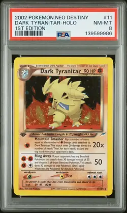 2002 POKEMON NEO DESTINY 1ST EDITION #11 DARK TYRANITAR-HOLO PSA 8 - Image 1