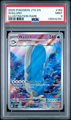 2025 POKEMON JTG EN-JOURNEY TOGETHER ILLUSTRATION RARE #162 WAILORD PSA 9 - Image 1