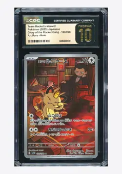Pokemon CGC 10 PRISTINE Team Rocket's Meowth AR 2025 109/098 SV10 Japanese - Image 1