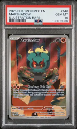 2025 POKEMON MEG EN-MEGA EVOLUTION ILLUSTRATION RARE #146 MARSHADOW PSA 10 - Image 1