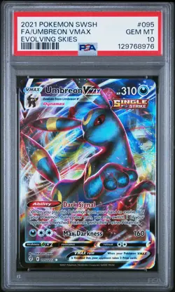 2021 POKEMON SWORD & SHIELD EVOLVING SKIES #095 FULL ART/UMBREON VMAX PSA 10 - Image 1