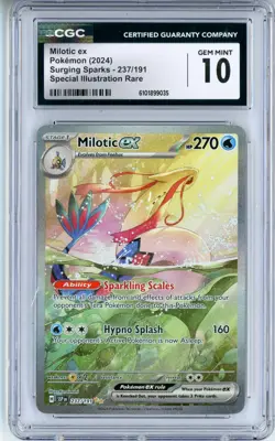 CGC GEM MINT 10 Pokemon TCG Milotic ex 237/191 Sv08: Surging Sparks Holo SIR - Image 1
