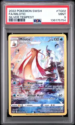 2022 POKEMON SWORD & SHIELD SILVER TEMPEST #TG02 FULL ART/MILOTIC PSA 9 - Image 1