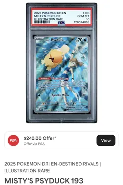 Pokemon 2025 Destined Rivals English 193/182 Misty's Psyduck Gem MT PSA 10 IR - Image 4